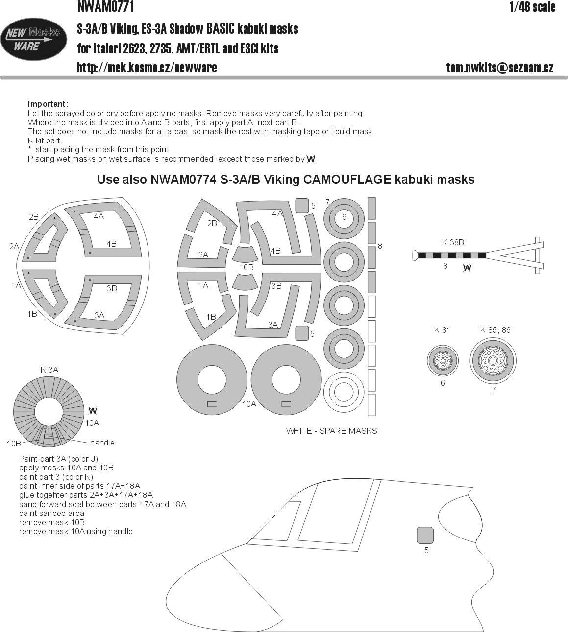 1:48 S-3A/B Viking, EA-3A Shadow BASIC kabuki mask