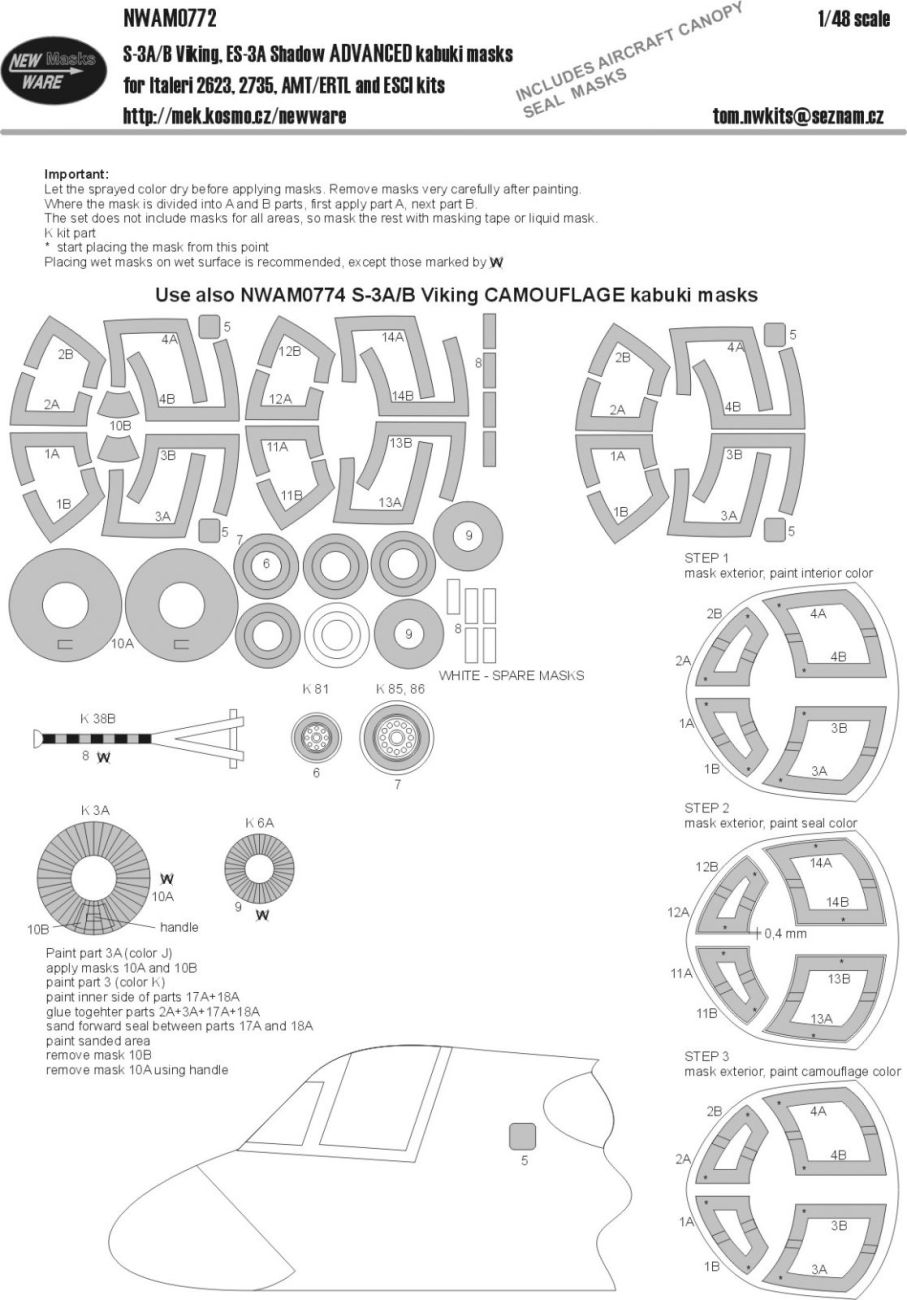 1:48 S-3A/B Viking, EA-3A Shadow ADVANCED kabuki mask