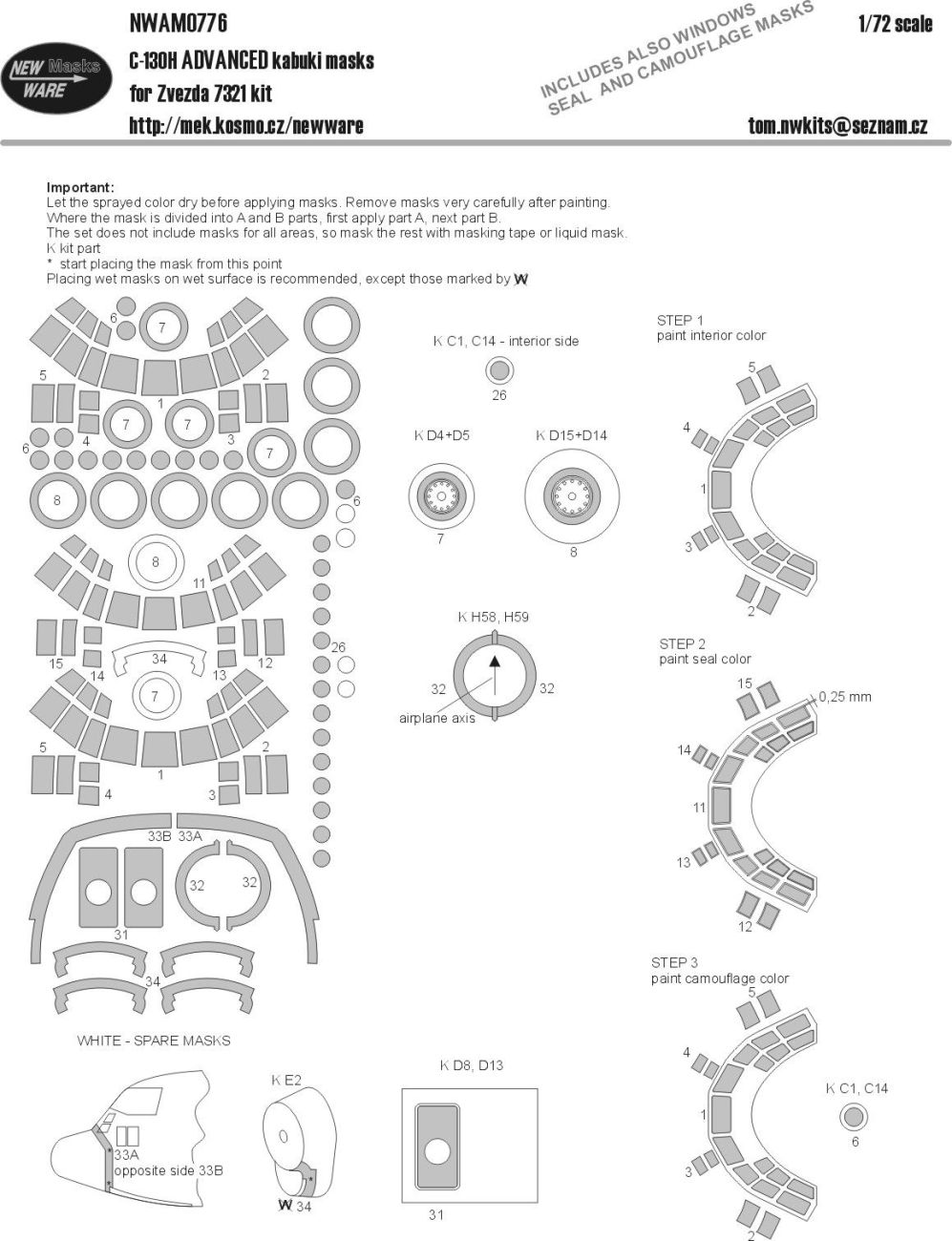 1:72 C-130H Advanced kabuki masks