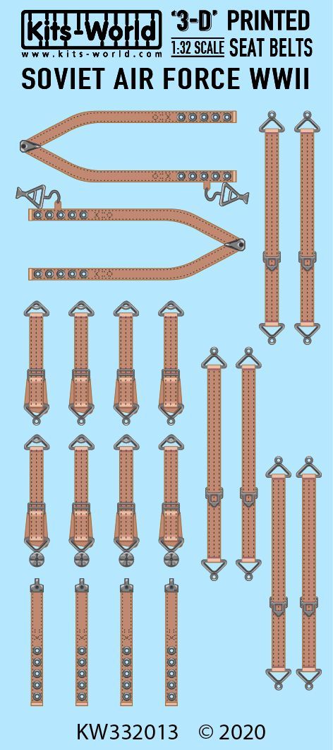 1:32 Soviet Air Force WWII. Yakovlev - Lavochkin - Ilyushin 3D Full colour Seat Belts.