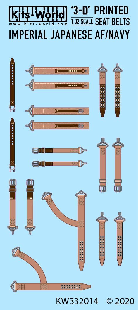 1:32 Imperial Japanese AF/Navy WWII. Mitsubushi-Nakajima-Kawanishi. 3D Full colour Seat Belts.