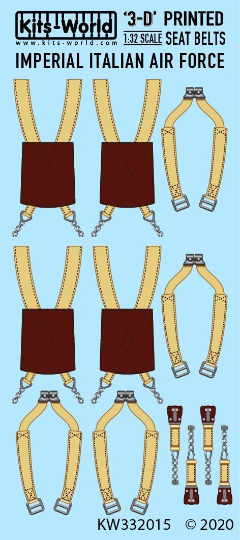 1:32 Italian WWII Fighters Fiat - Macchi - Reggiane. 3D Full colour Seat Belts.