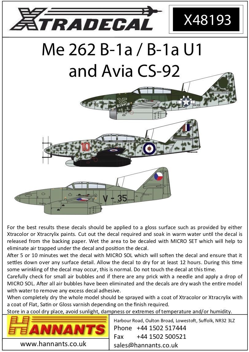 1:48 Messerschmitt Me 262 B-1a / B-1a U1 / Avia CS-92