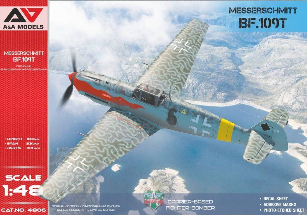 1:48 Bf-109T Carrier-based fighter-bomber (5 camo)