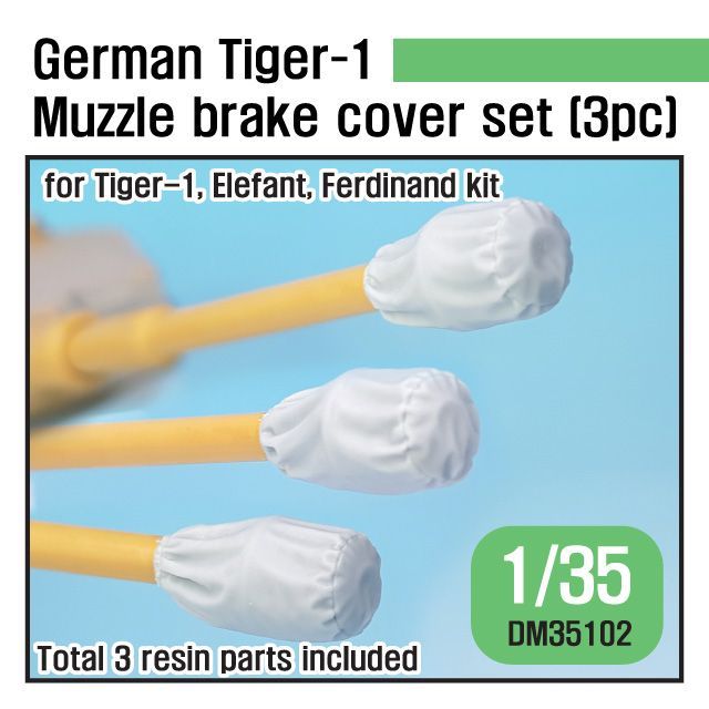 1:35 WWII German Tiger-1 Muzzle brake canvas cover set (3pc)