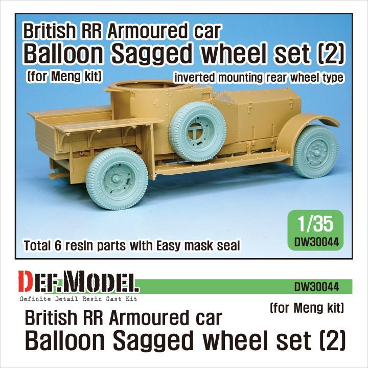 1:35 British RR Armoured car balloon Sagged Wheel set- Late