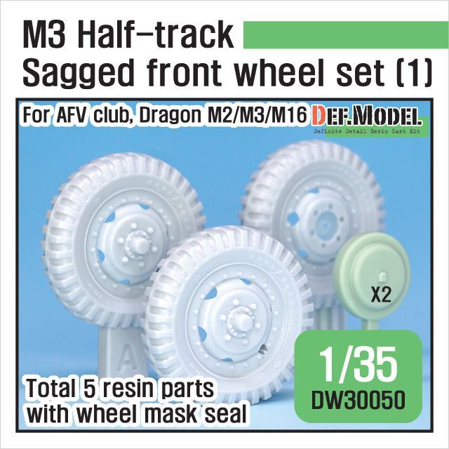 1:35 WW2 U.S M3 Halftrack Front Sagged wheel set(1)