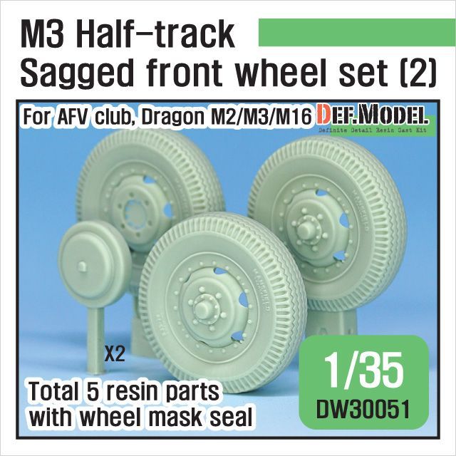 1:35 WW2 U.S M3 Halftrack Front Sagged wheel set(2)