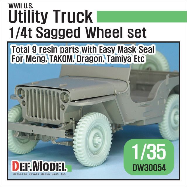 1:35 WW2 U.S Willys MB Sagged wheel set(2)