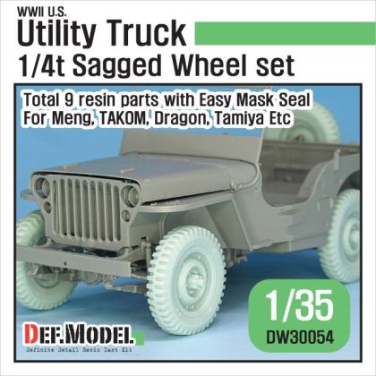 1:35 WW2 U.S Willys MB Sagged wheel set(2)