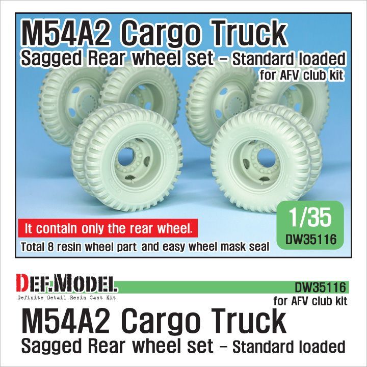 1:35 US M54A2 Cargo Truck Sagged Rear Wheel set- Standard loaded