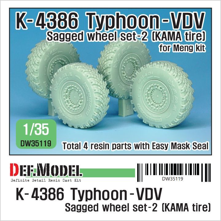 1:35 Russian K-4386 Typhoon-VDV Sagged wheel set=2 (KAMA)