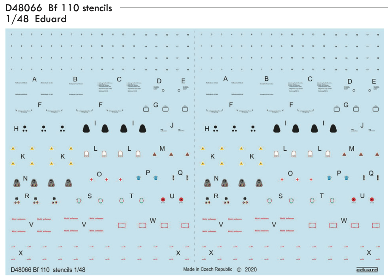 1:48 Messerschmitt Bf-110 stencils