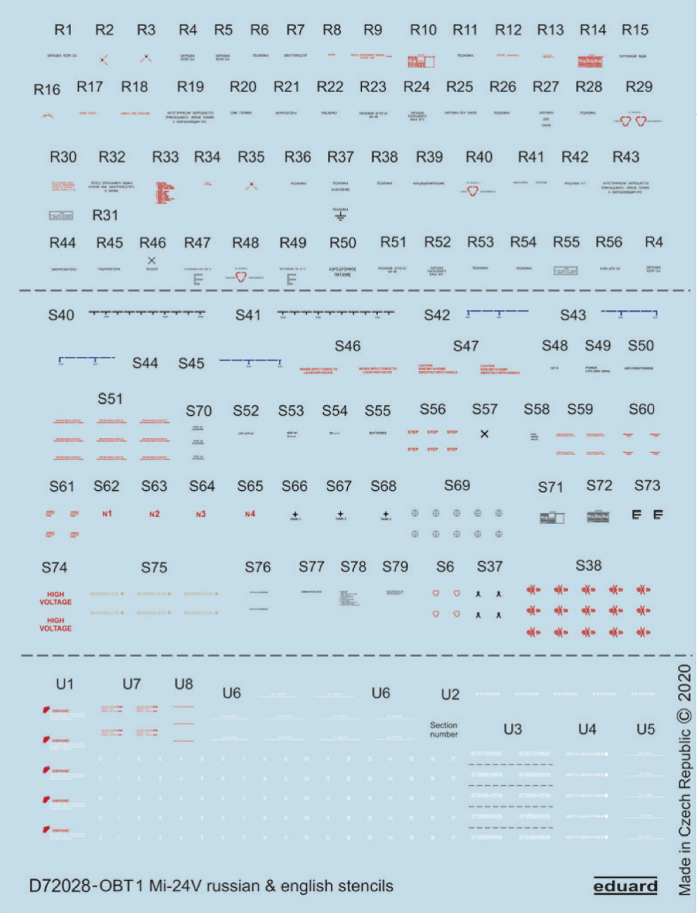 1:72 Mil Mi-24V stencils Russian & English