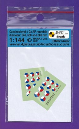 1:144 Czechoslovak/CzAF roundels Blue outline (dia 540, 650, 800 mm), 2 sets