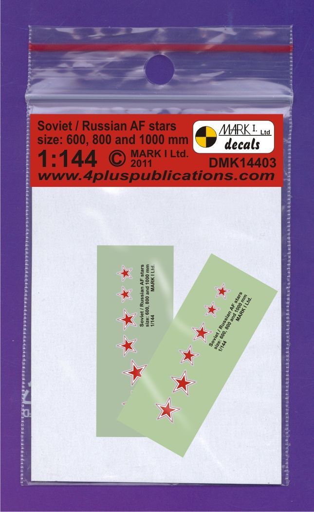 1:144 Soviet Air Force stars (size 600, 800, 1000 mm), 2 sets