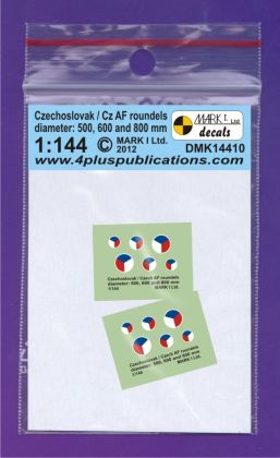1:144 Czechoslovak/CzAF roundels - White outline (diameter 500, 600,  800 mm), 2 sets