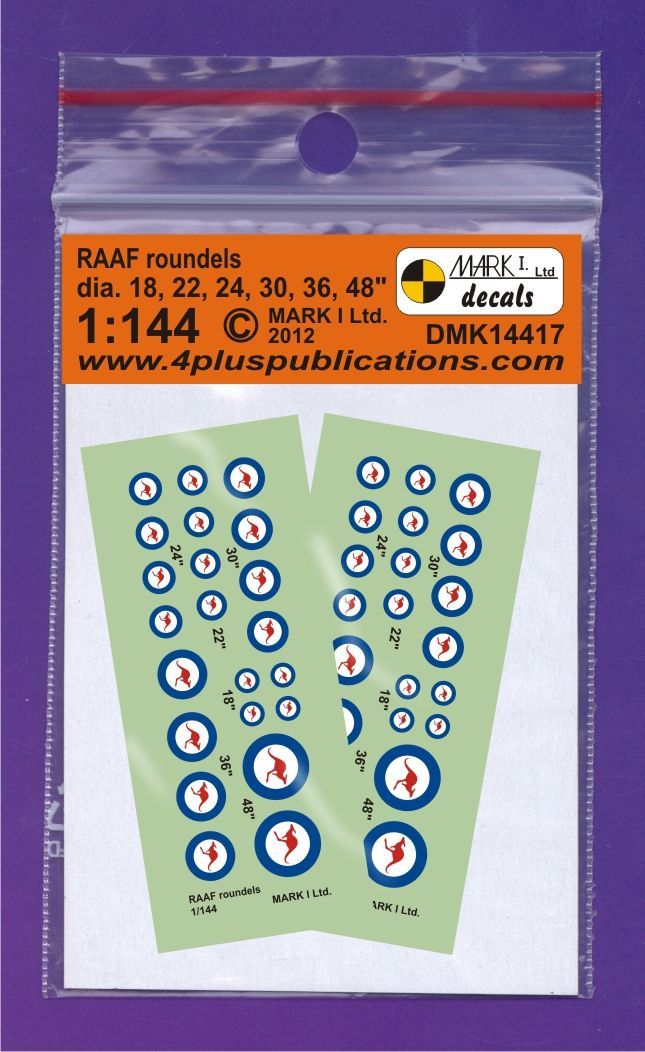 1:144 RAAF roundels (diameter 18; 22; 24; 30; 36; 48