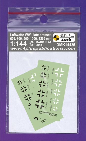 1:144 Luftwaffe Crosses (Balkenkreuz) late type (size 600, 800, 900,  1000, 1200 mm), 2 sets