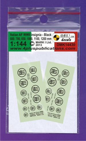 1:144 Italian AF WWII Insignia (diameter 600; 700; 850; 1000; 1100;  1200 mm), 2 sets
