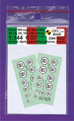 1:144 Italian Air Force WWII B&W Insignia (diameter: 600;700;850;1000;1100;1200 mm), 2 sets