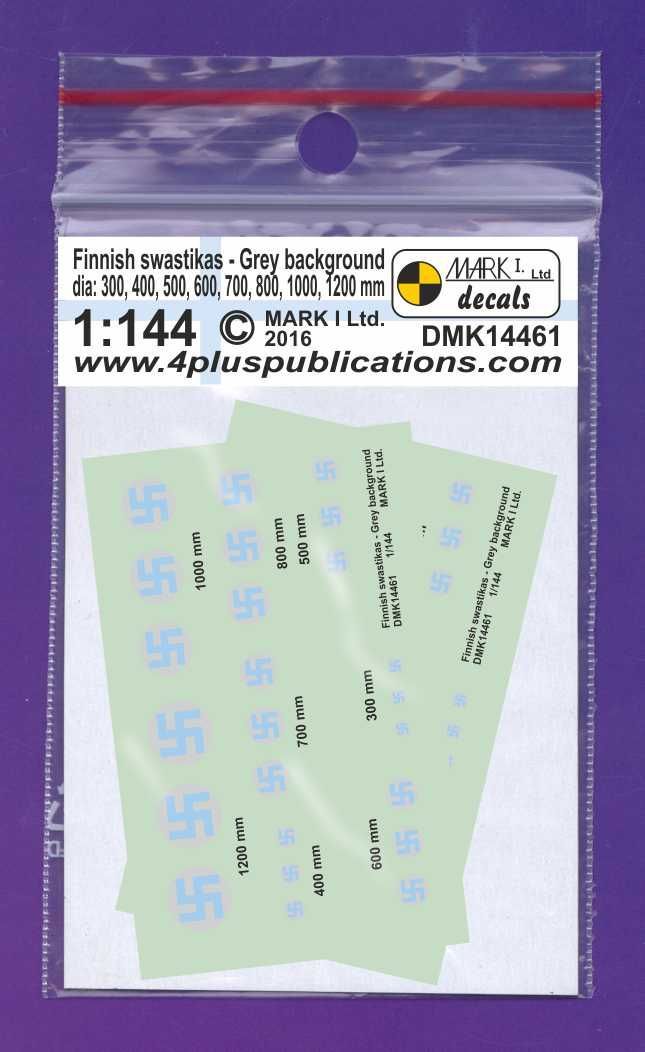 1:144 Finnish Swastikas, Grey background (size 300,400,500,600,700,800,1000,1200 mm), 2 sets