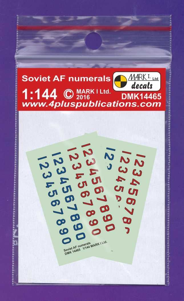 1:144 Soviet Air Force numerals (Red and Blue, Black outline, 2 types), 2 sets