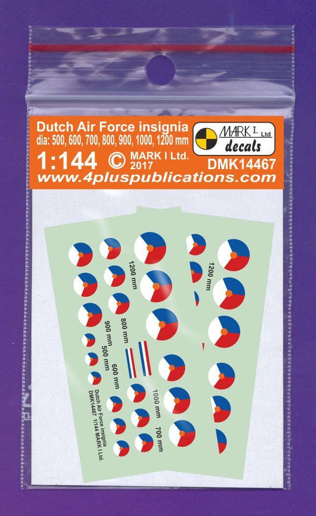 1:144 Dutch Air Force insignia, 2 sets
