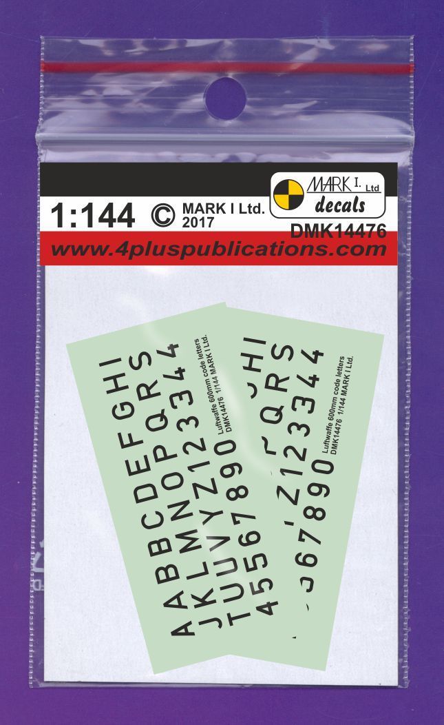 1:144 Luftwaffe Code Letters, Black, 600mm, 2 sets