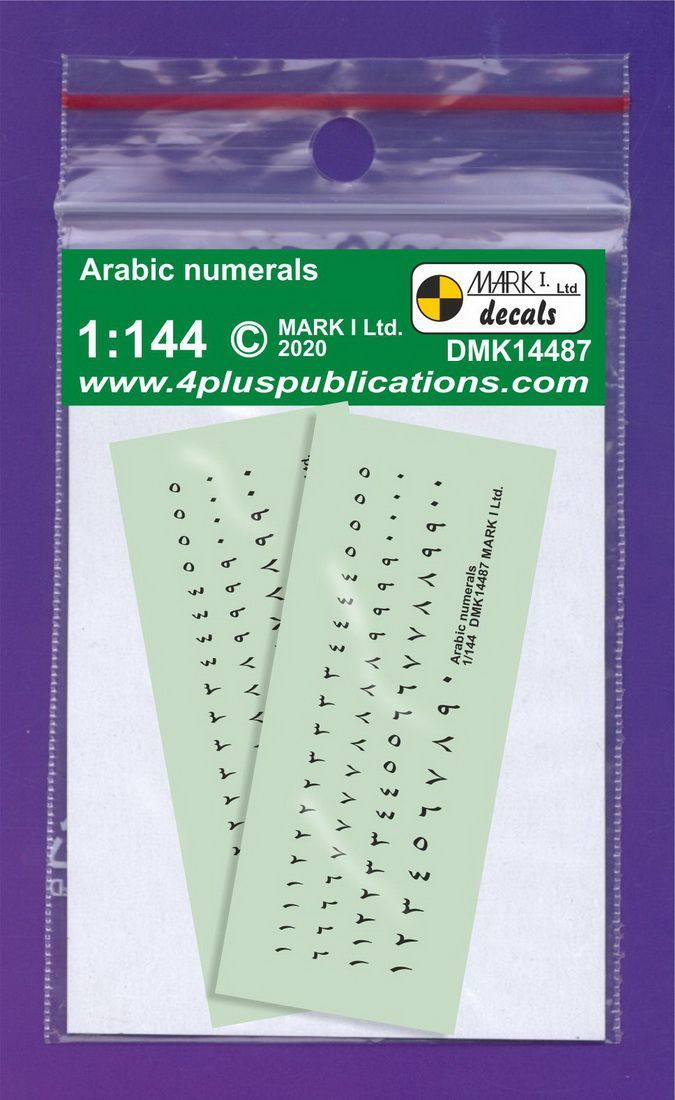 1:144 Arabic numerals Black, 2 sets. scale height: 2.0;2.4;2.8 mm