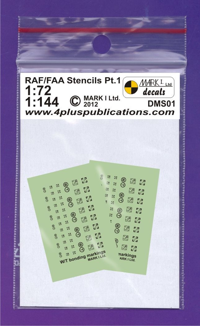 1:144/1:72 RAF/FAA Stencils, Pt.1, 2 sets W/T bonding markings, 2 styles
