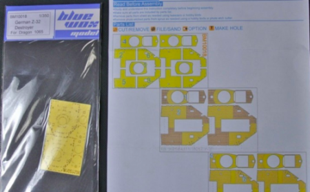 1:350 German Z-32 Destroyer Deck Masking Sheet (for Dragon kit 1065)