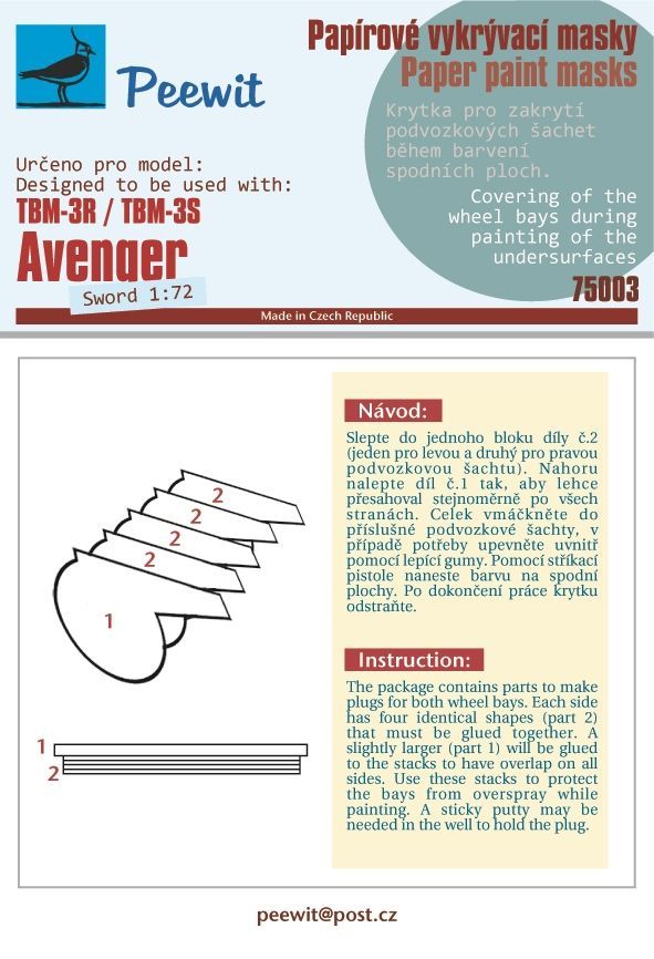 1:72 TBM-3R / 3S Avenger (pro stavebnice Sword) papírové masky