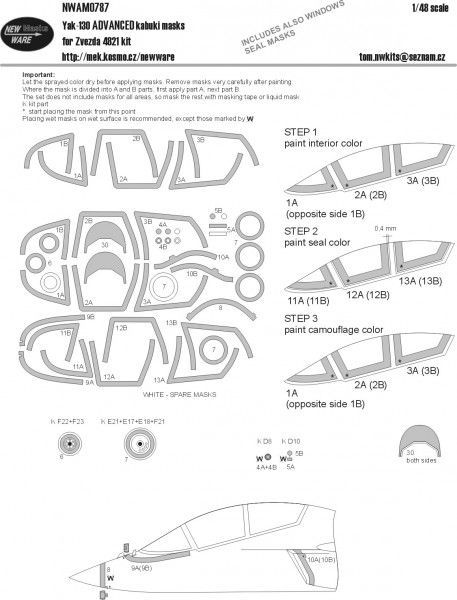 1:48 Yak-130 ADVANCED kabuki masks