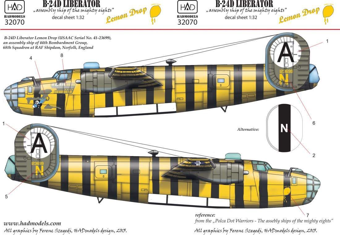 1:32 B-24D ”Lemon Drop” Assembly ship decal sheet