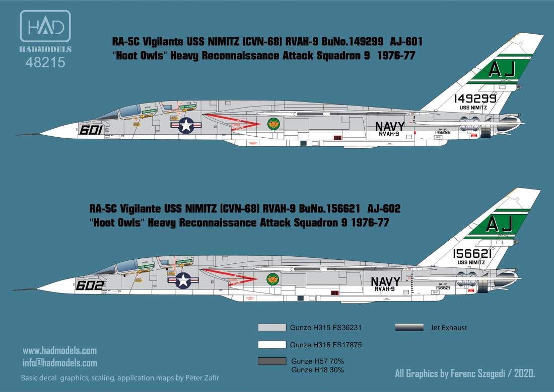 1:48 RA-5C Vigilante USS Nimitz decal sheet