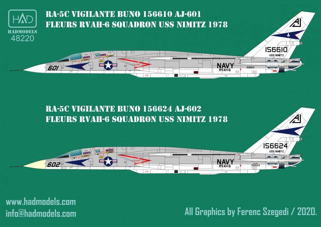 1:48 RA-5C Vigilante USS NIMITZ decal sheet