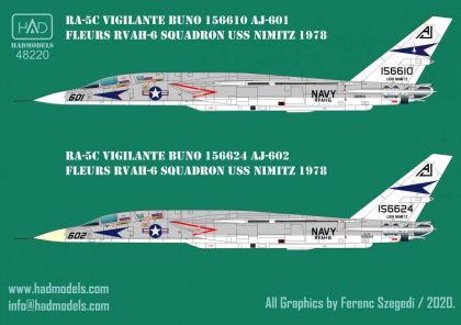 1:48 RA-5C Vigilante USS NIMITZ decal sheet