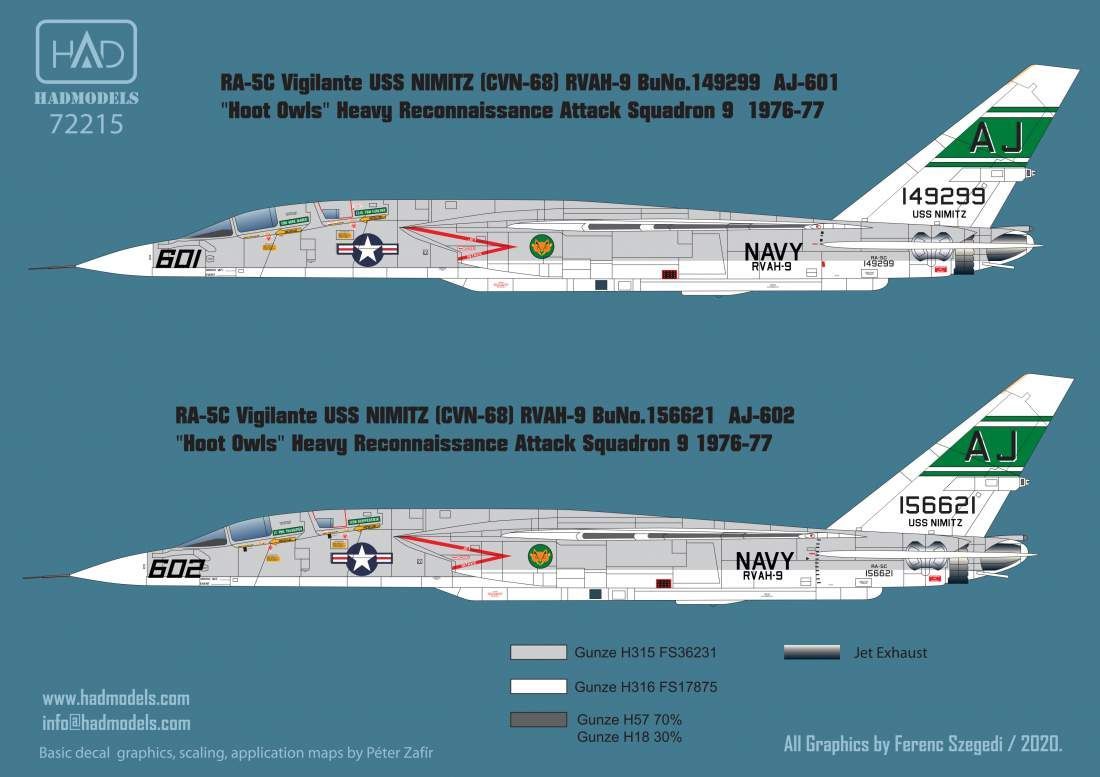 1:72 RA-5C Vigilante USS NIMITZ 1976-77 / part 2 decal sheet