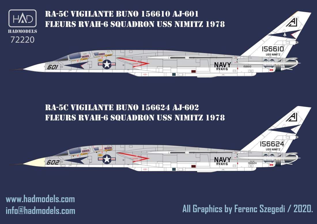 1:72 RA-5C Vigilante USS NIMITZ 1978 / part 3 decal sheet
