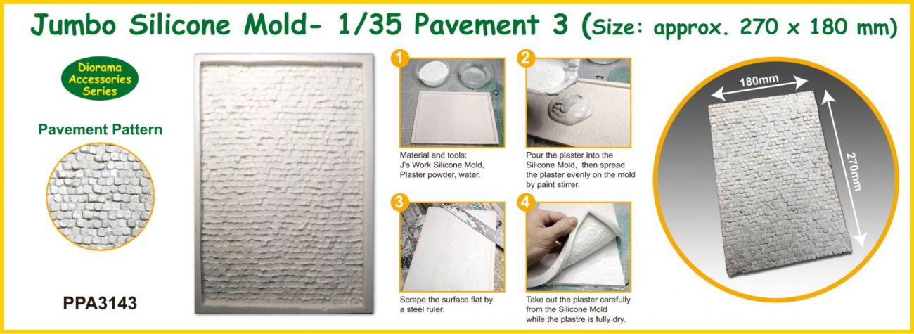 1:35 Jumbo Silicone Mold - Pavement 3 Size: Approx. 270 x 180 mm