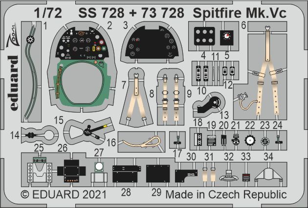 1:72 Supermarine Spifire Mk.Vc cockpit details
