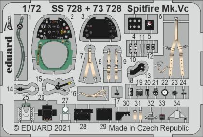 1:72 Supermarine Spifire Mk.Vc cockpit details