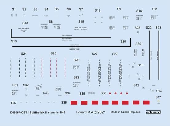 1:48 Supermarine Spifire Mk.II stencils