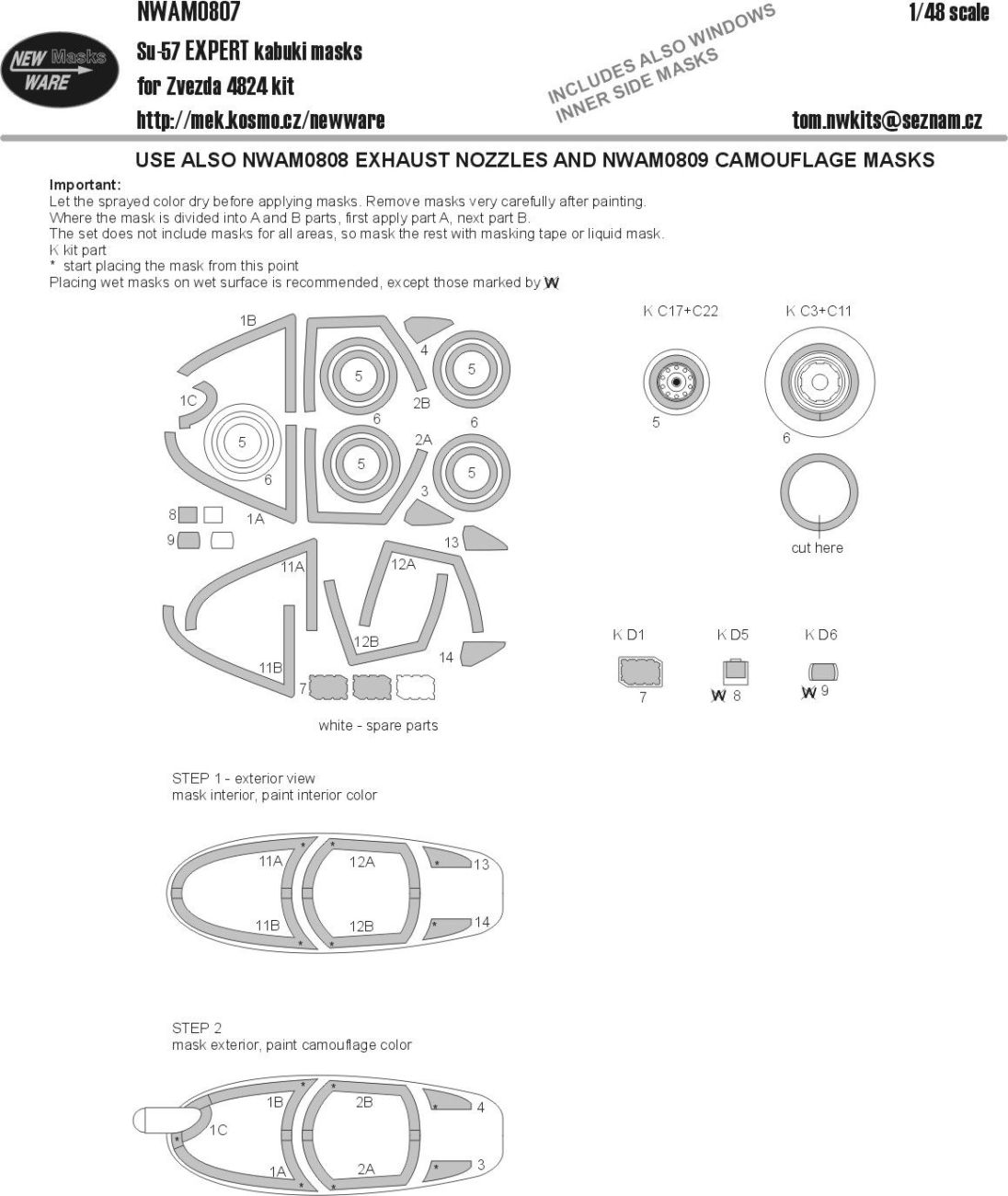 1:48 Su-57 EXPERT kabuki masks