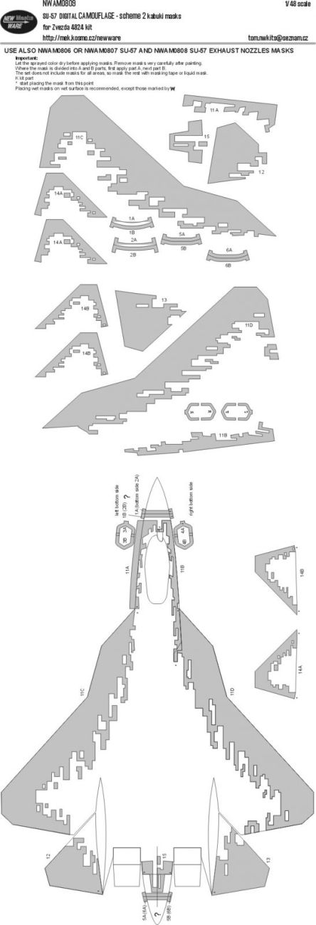 1:48 Su-57 DIGITAL CAMOUFLAGE - scheme 2 kabuki masks