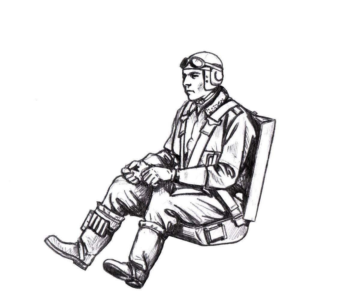 1:48 Bf 109G German Pilot, seated (for Eduard kits)