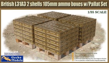 1:35 British L31A3 2 shells 105mm ammo boxes w/Pallet Set