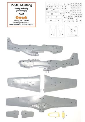 1:72 P-51D masky na krytky (pro Tamiya)