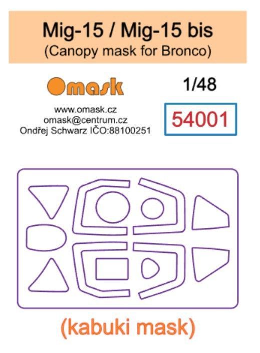 1:48 Mig-15 / Mig-15 bis canopy mask (Bronco)